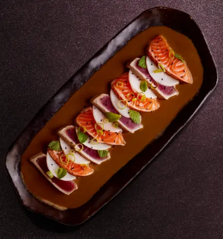 Tiradito thon-saumon yuzu